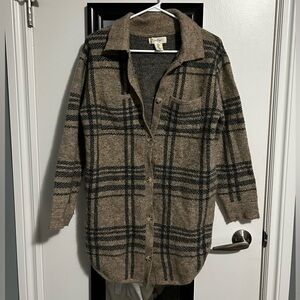 Plaid Button-Up Cardigan